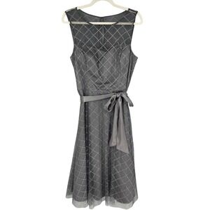 Jessica Howard Dress Womens 14 Silver Sparkle Netting Overlay Party Cocktail
